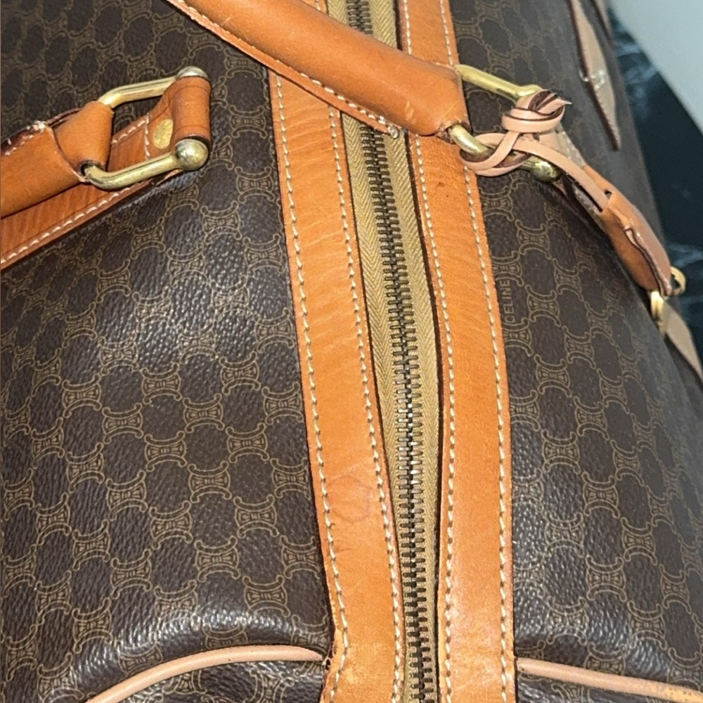 CELINE Macadam Boston Bag M13 Travel Duffle Bag Brown AUTHENTIC - Picture 11 of 16